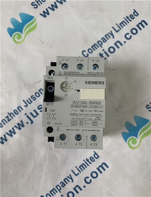 SIEMENS 3VU1340-0MN00 Circuit breaker 14...20 A for motor and line protection with screw terminal Icu: 415 V 6 kA auxiliary contact: none