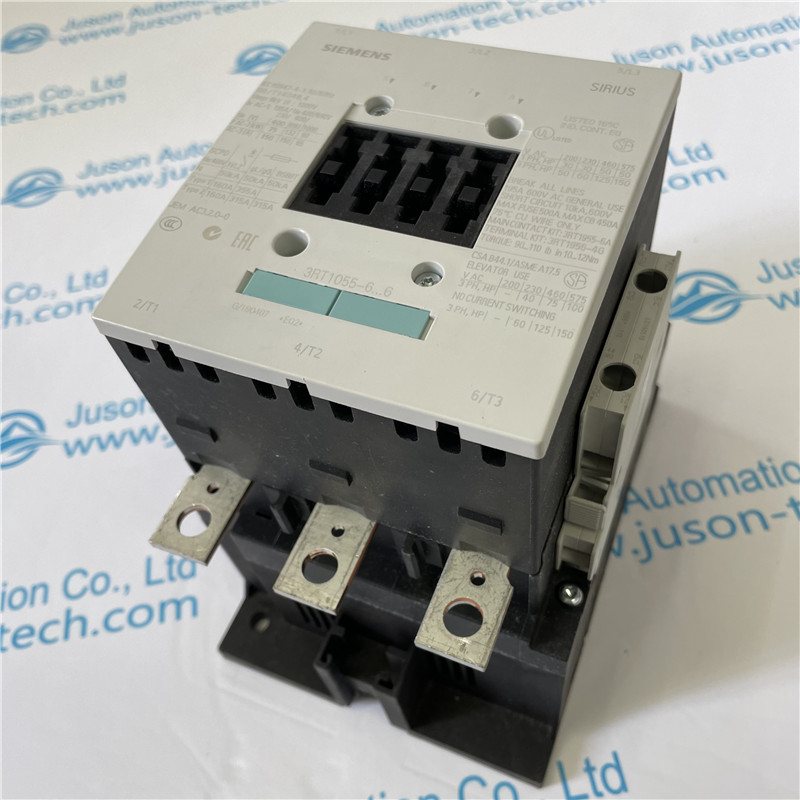 SIEMENS AC contactor 3RT1055-6AP36 power contactor, AC-3 150 A, 75 kW / 400 V AC (50-60 Hz) / DC operation 220-240 V AC/DC auxiliary contacts 2 NO + 2 NC 3-pole