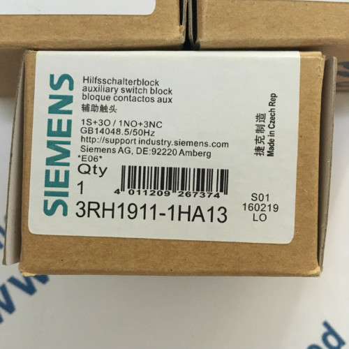 Siemens 3RH1911-1HA13 Auxiliary switch block, 23 E 1 NO + 3 NC EN 50012 Screw terminal for motor contactors, 4-pole