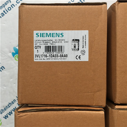 Siemens 3VL1716-1DA33-0AA0 circuit breaker VL160X N standard breaking capacity Icu=55kA, 415V AC 3-pole, line protection Trip Unit TM