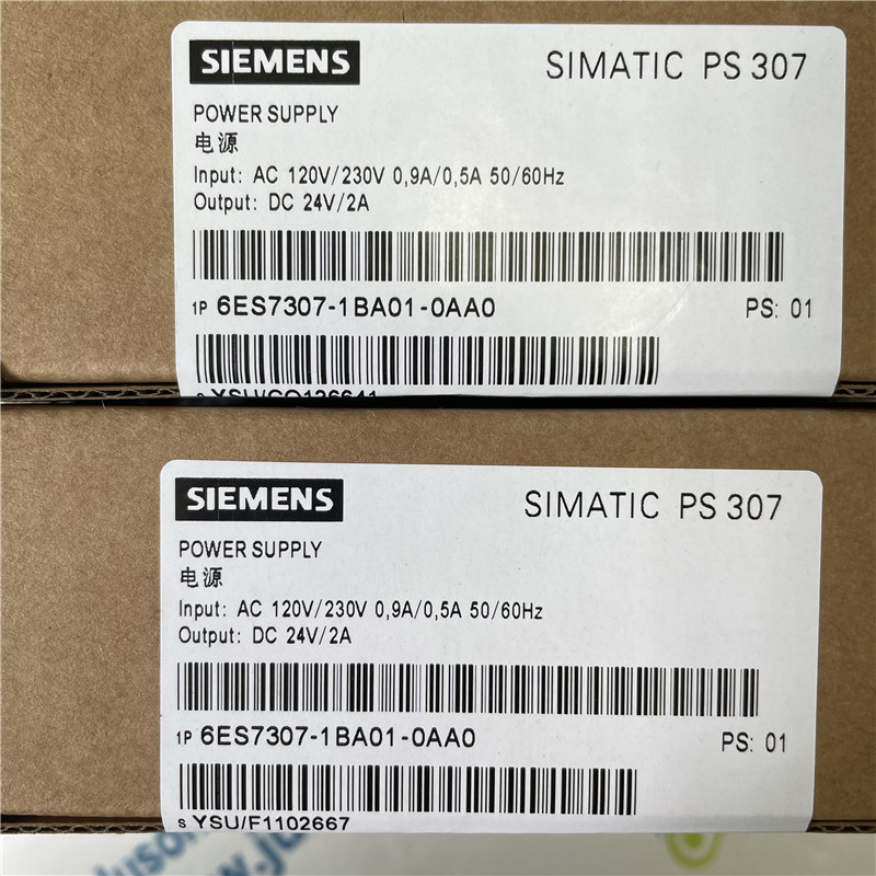 SIEMENS power supply 6ES7307-1BA01-0AA0 SIMATIC S7-300 Regulated power supply PS307 input: 120/230 V AC, output: 24 V DC/2 A