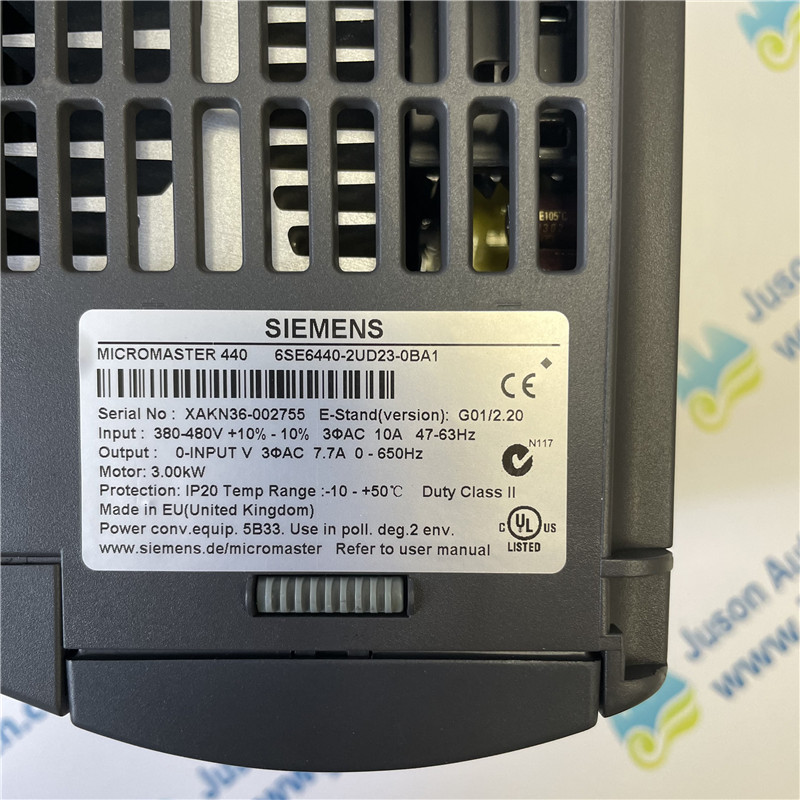 SIEMENS inverter with panel 6SE6440-2UD23-0BA1 MICROMASTER 440 without filter 380-480 V 3 AC +10/-10% 47-63 Hz constant torque 3 kW overload 150% 60 s