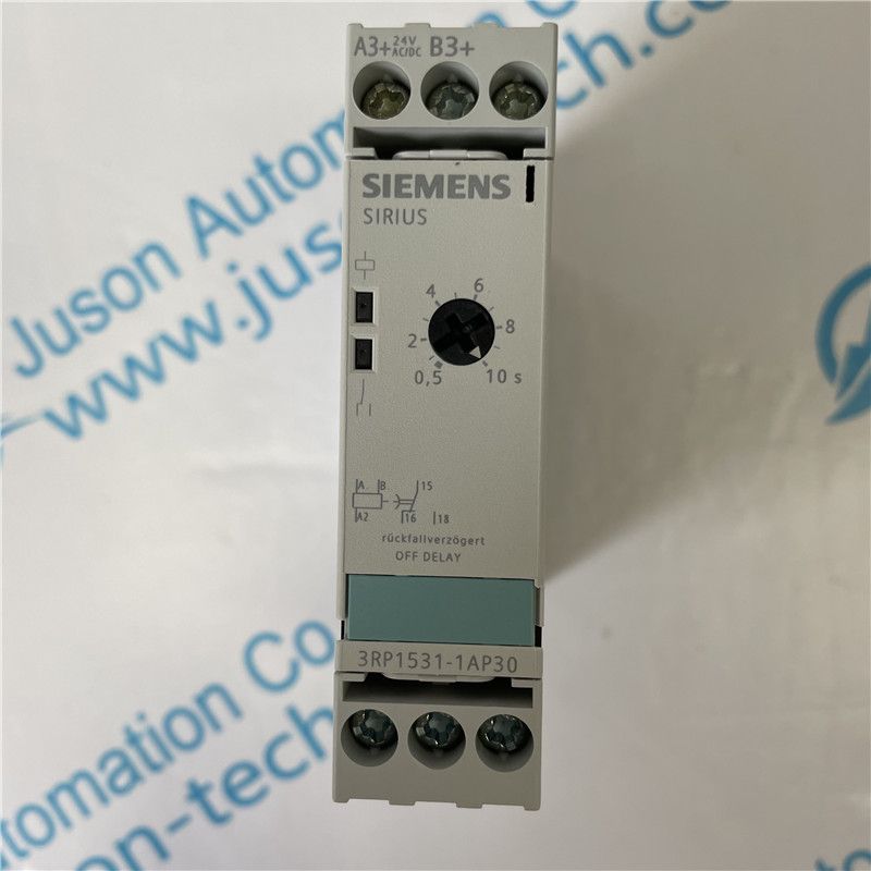 SIEMENS time relay 3RP1531-1AP30 Timing relay delay 1 change-over contact, with auxiliary voltage 1 time range 0.5 s...10 s 24 AC, 200...240 V and 24 V DC at 50/60 Hz AC with LED