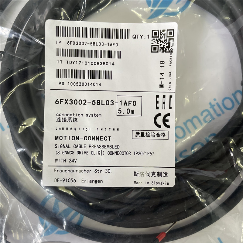 SIEMENS band brake cable 6FX3002-5BL03-1AF0 Brake cable pre-assembled 2x0.75, for motor S-1FL6 HI 400 with V70/V90 MOTION-CONNECT 300 No UL