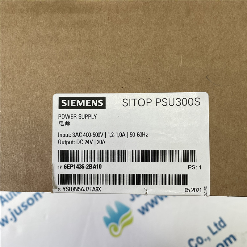 SIEMENS power supply 6EP1436-2BA10 SITOP PSU300S 20 A stabilized power supply input: 400-500 V 3 AC output: 24 V DC/20 A 