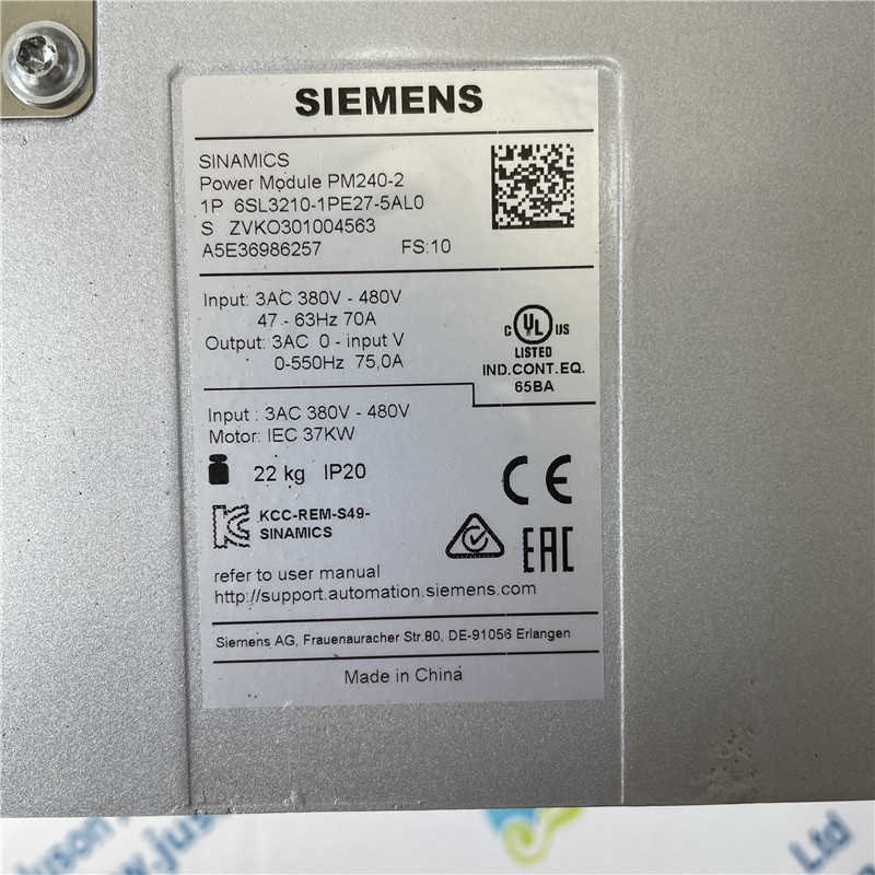 SIEMENS inverter 6SL3210-1PE27-5AL0 SINAMICS G120 POWER MODULE PM240-2 WITH BUILT IN CL.