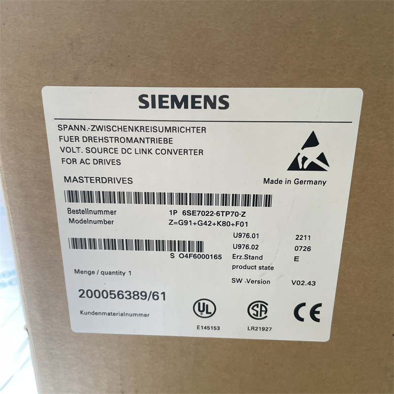 SIEMENS inverter 6SE7022-6TP70-Z G91+G42+K80+F01