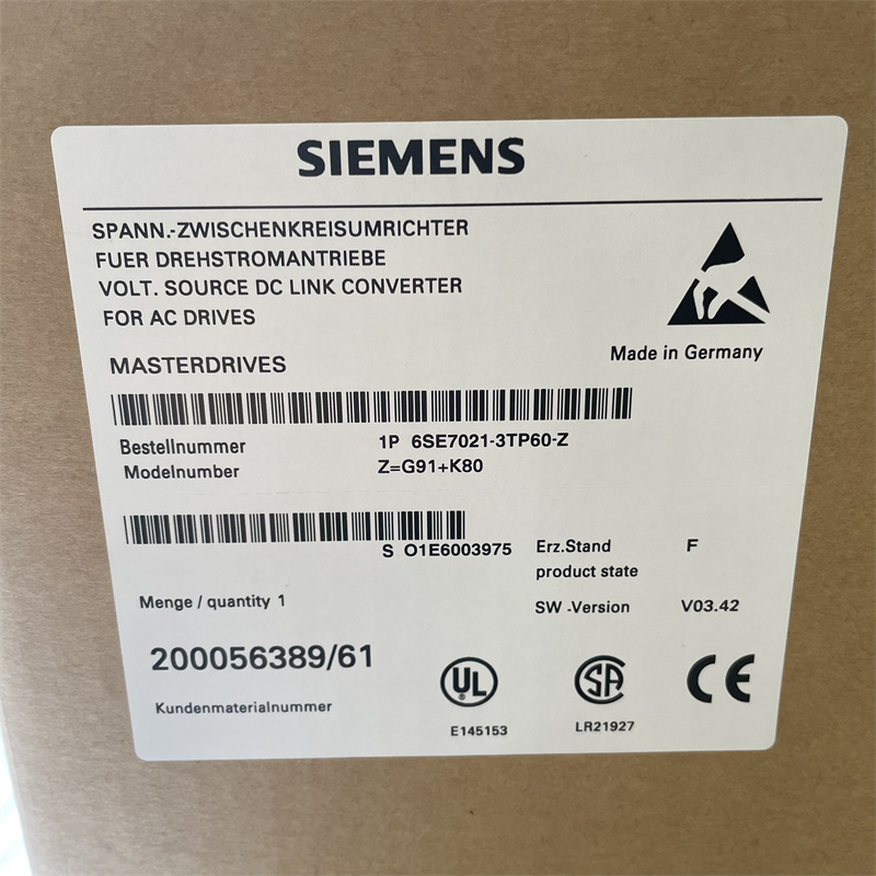 SIEMENS inverter 6SE7021-3TP60-Z G91+K80