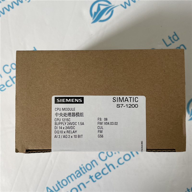 SIEMENS central processor module 6ES7215-1HG40-0XB0 SIMATIC S7-1200, CPU 1215C, compact CPU, DC/DC/relay, 2 PROFINET ports, onboard I/O: 